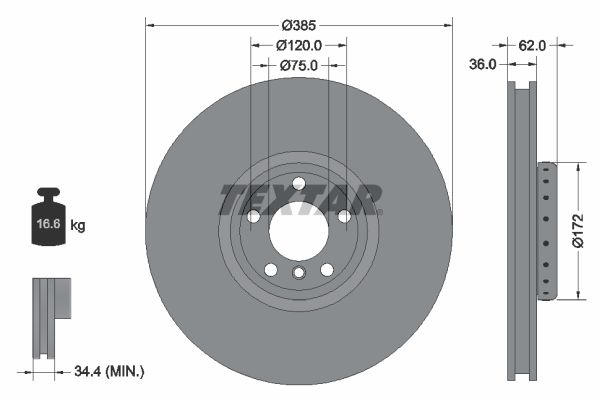 Тормозной диск TEXTAR 92266525