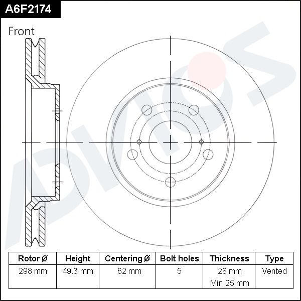 Тормозной диск ADVICS A6F2174