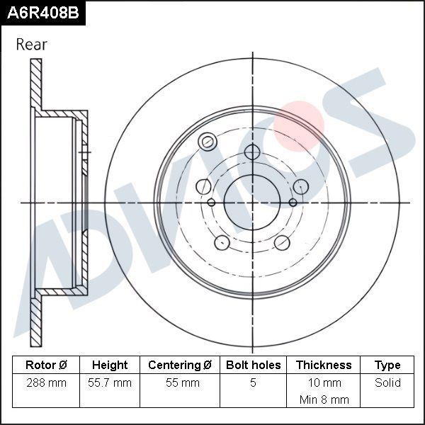 Тормозной диск ADVICS A6R408B