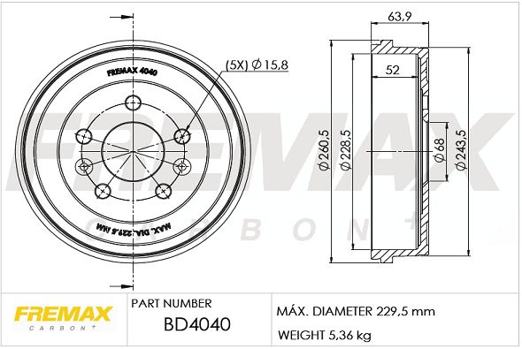 Тормозной барабан FREMAX BD4040