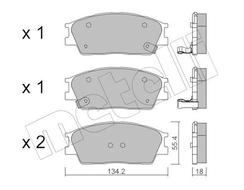 Комплект тормозных колодок, дисковый тормоз METELLI 2213740