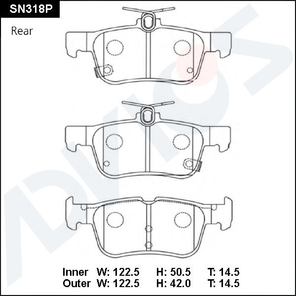 Комплект тормозных колодок, дисковый тормоз ADVICS SN318P
