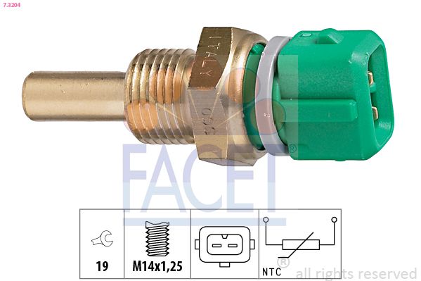 Датчик, температура охлаждающей жидкости FACET 73204