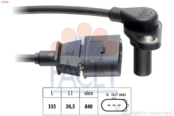 Датчик, число оборотов двигателя FACET 90220
