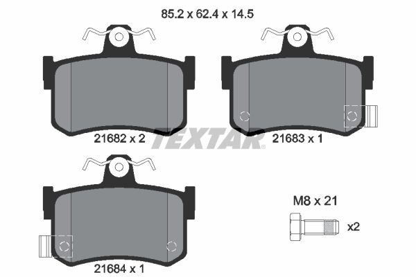 Комплект тормозных колодок, дисковый тормоз TEXTAR 2168202
