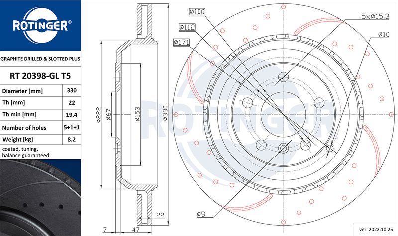 Тормозной диск ROTINGER RT20398GLT5