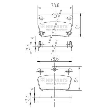 Комплект тормозных колодок, дисковый тормоз NIPPARTS J3612020