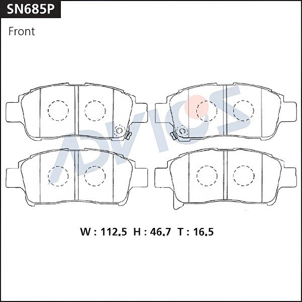 Комплект тормозных колодок, дисковый тормоз ADVICS SN685P