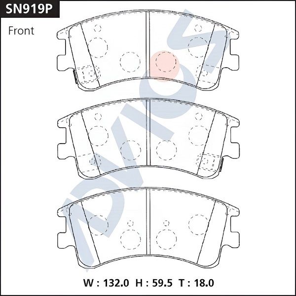 Комплект тормозных колодок, дисковый тормоз ADVICS SN919P