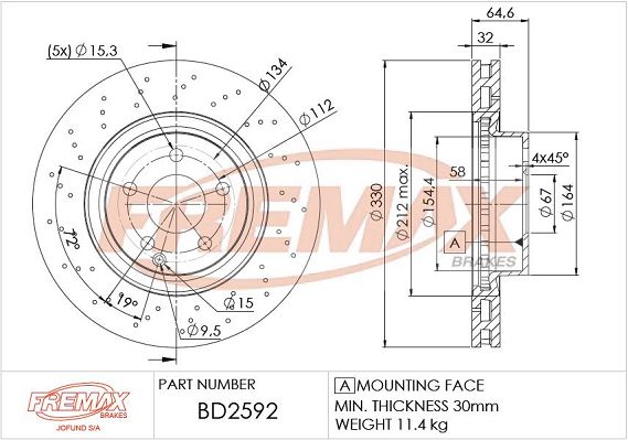 Тормозной диск FREMAX BD2592
