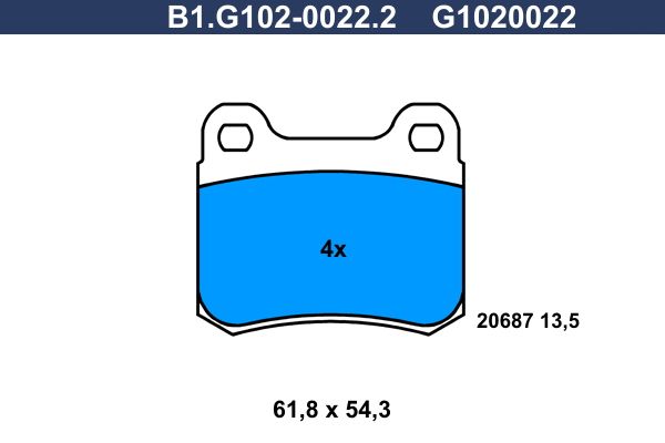 Комплект тормозных колодок, дисковый тормоз GALFER B1G10200222