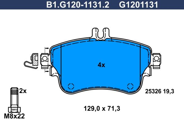 Комплект тормозных колодок, дисковый тормоз GALFER B1G12011312
