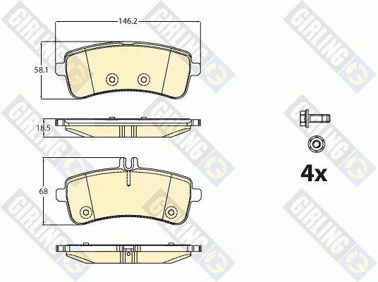 Комплект тормозных колодок, дисковый тормоз GIRLING 6120791