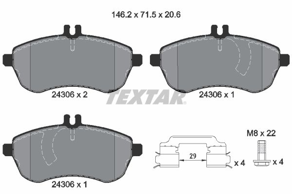 Комплект тормозных колодок, дисковый тормоз TEXTAR 2430682