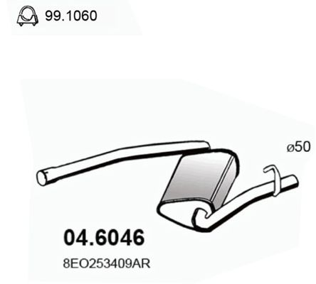 Средний глушитель выхлопных газов ASSO 046046