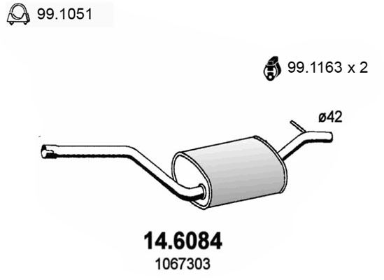Средний глушитель выхлопных газов ASSO 146084