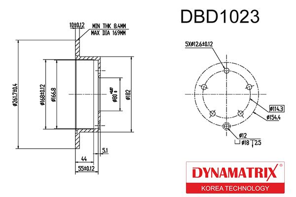 Тормозной диск DYNAMATRIX DBD1023