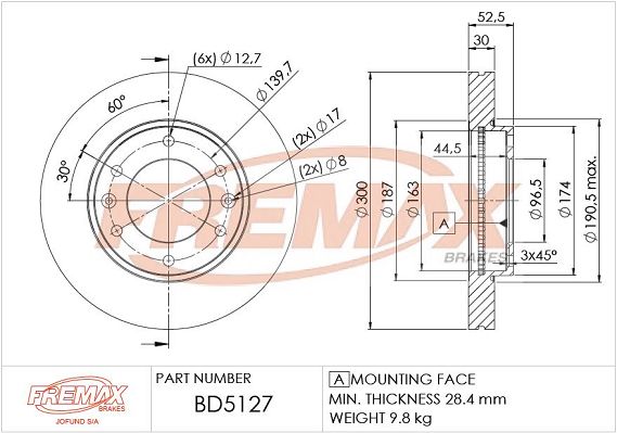 Тормозной диск FREMAX BD5127