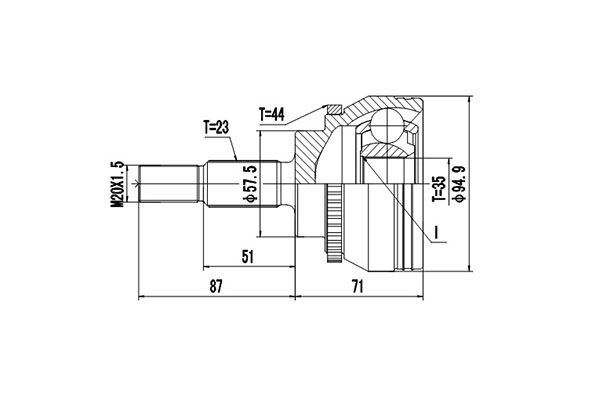Шарнирный комплект, приводной вал DYNAMATRIX DCV850114