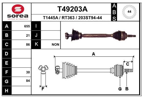 Приводной вал EAI T49203A