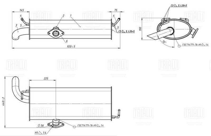 Глушитель выхлопных газов конечный TRIALLI EMM0519