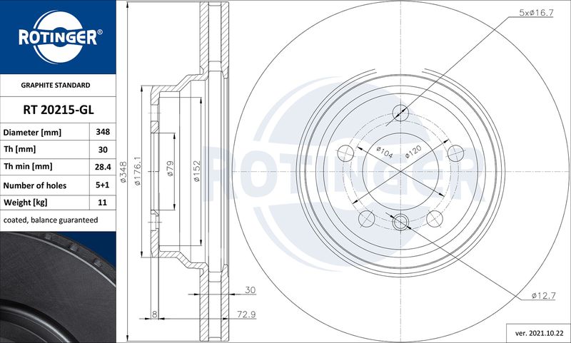 Тормозной диск ROTINGER RT20215GL