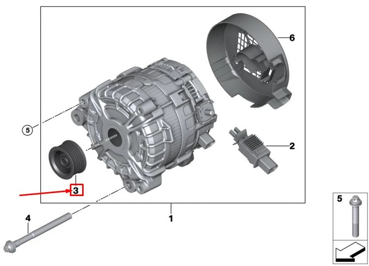 Riemenscheibe Generator
 BMW 12318643326