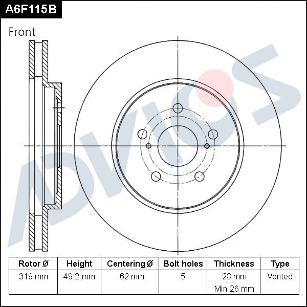 Тормозной диск ADVICS A6F115B