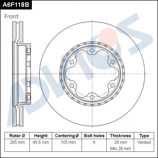 Тормозной диск ADVICS A6F118B
