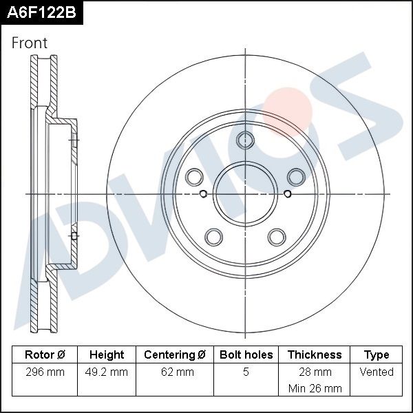 Тормозной диск ADVICS A6F122B