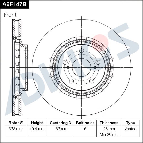 Тормозной диск ADVICS A6F147B