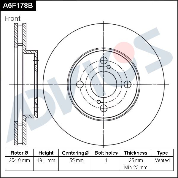 Тормозной диск ADVICS A6F178B