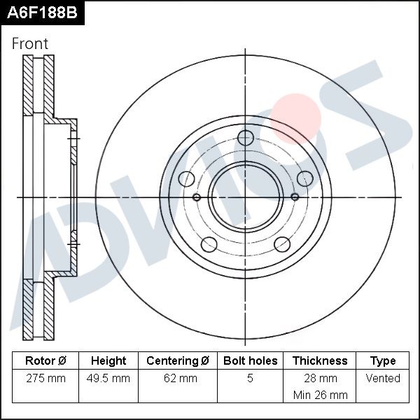Тормозной диск ADVICS A6F188B