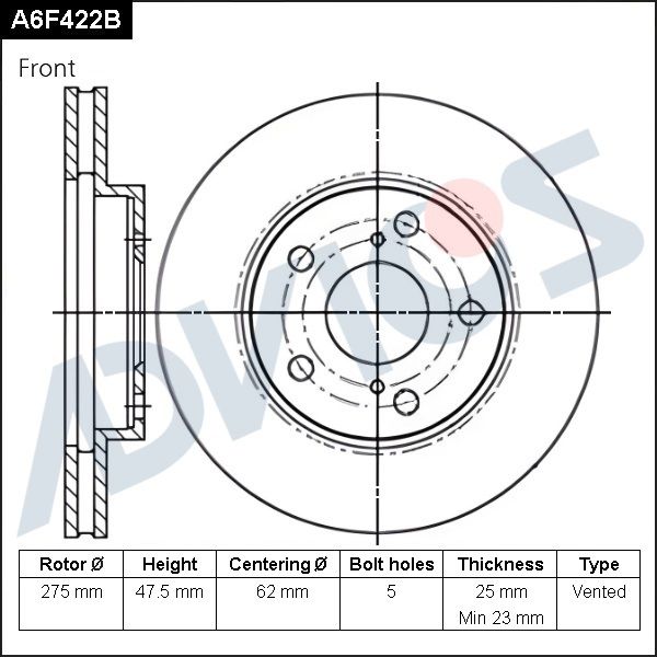 Тормозной диск ADVICS A6F422B