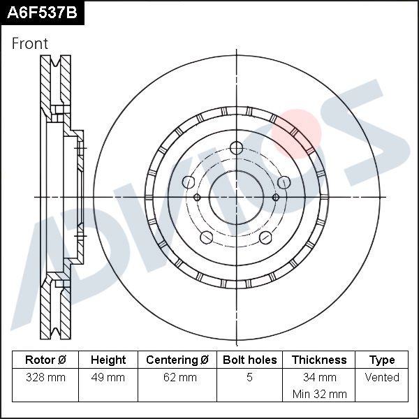 Тормозной диск ADVICS A6F537B