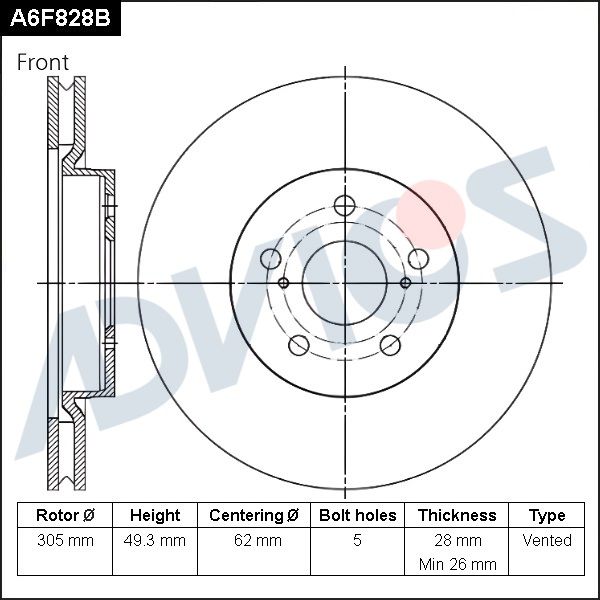 Тормозной диск ADVICS A6F828B