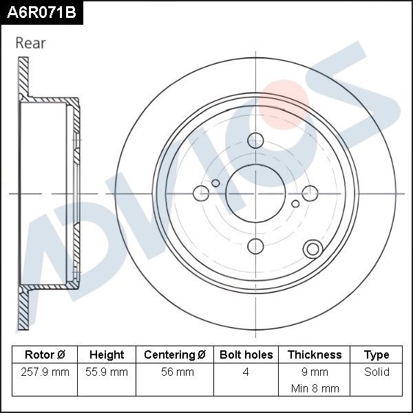 Тормозной диск ADVICS A6R071B