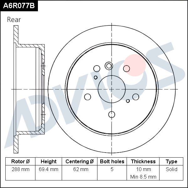 Тормозной диск ADVICS A6R077B
