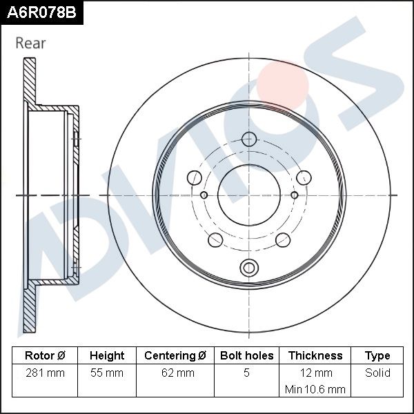 Тормозной диск ADVICS A6R078B