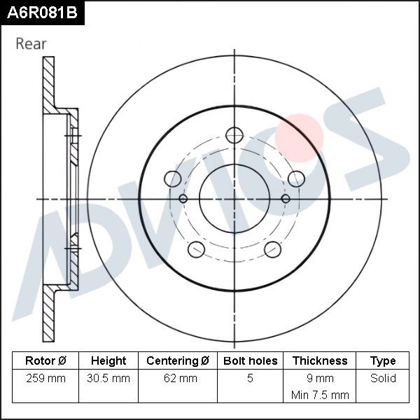 Тормозной диск ADVICS A6R081B