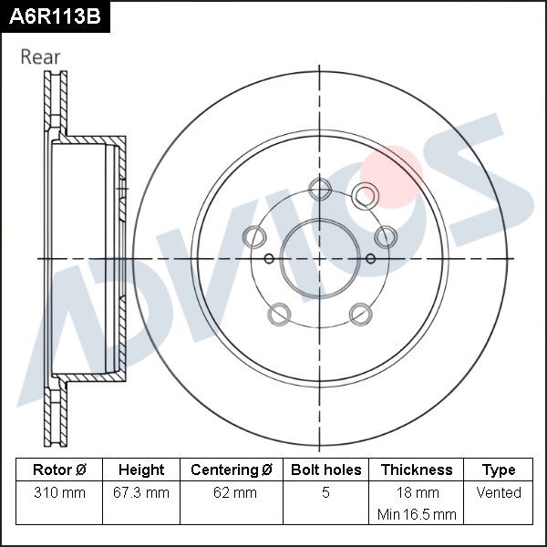 Тормозной диск ADVICS A6R113B