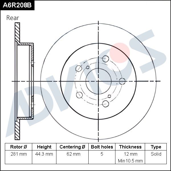 Тормозной диск ADVICS A6R208B