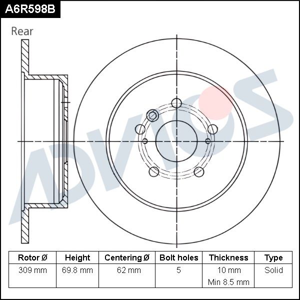 Тормозной диск ADVICS A6R598B
