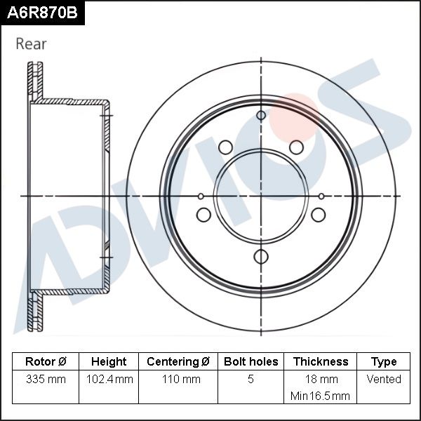 Тормозной диск ADVICS A6R870B