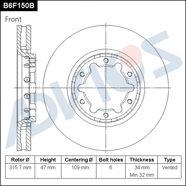 Тормозной диск ADVICS B6F150B