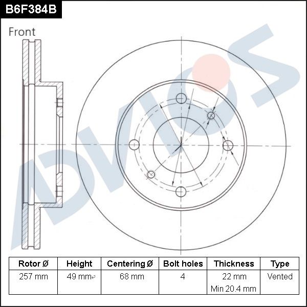 Тормозной диск ADVICS B6F384B