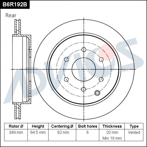 Тормозной диск ADVICS B6R192B