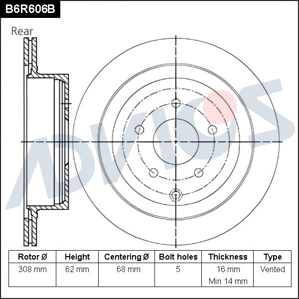 Тормозной диск ADVICS B6R606B
