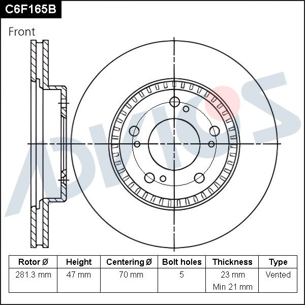 Тормозной диск ADVICS C6F165B
