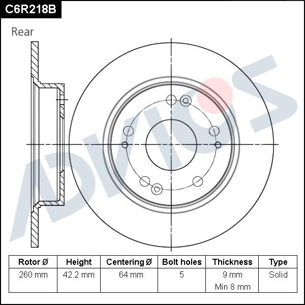 Тормозной диск ADVICS C6R218B